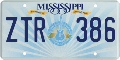 MS license plate ZTR386