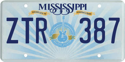 MS license plate ZTR387