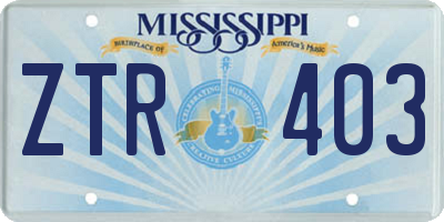 MS license plate ZTR403