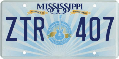 MS license plate ZTR407