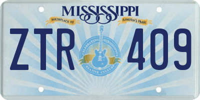 MS license plate ZTR409