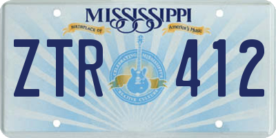 MS license plate ZTR412