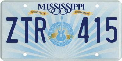 MS license plate ZTR415
