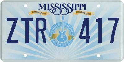 MS license plate ZTR417