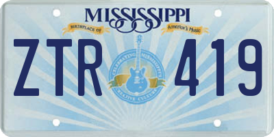 MS license plate ZTR419