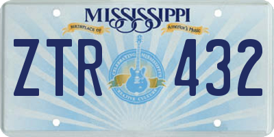 MS license plate ZTR432