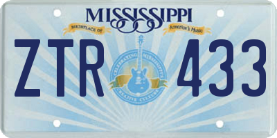 MS license plate ZTR433