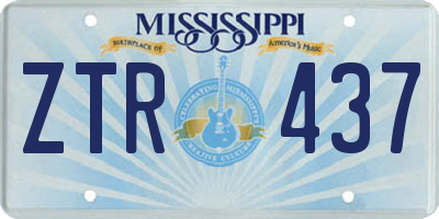 MS license plate ZTR437
