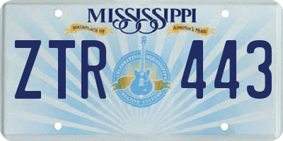 MS license plate ZTR443