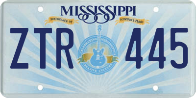 MS license plate ZTR445