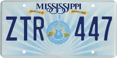 MS license plate ZTR447