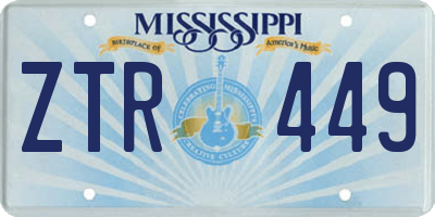 MS license plate ZTR449