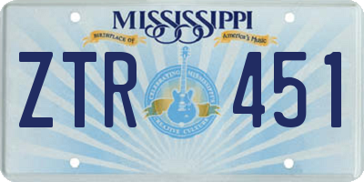 MS license plate ZTR451