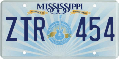 MS license plate ZTR454