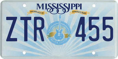 MS license plate ZTR455