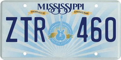 MS license plate ZTR460