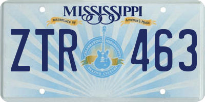 MS license plate ZTR463