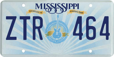 MS license plate ZTR464