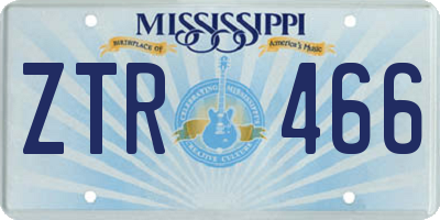 MS license plate ZTR466