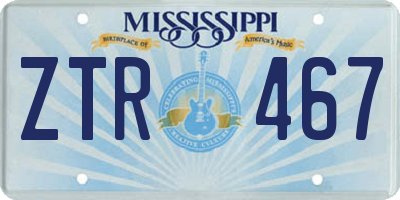 MS license plate ZTR467