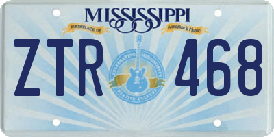 MS license plate ZTR468
