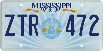 MS license plate ZTR472
