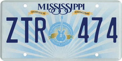MS license plate ZTR474