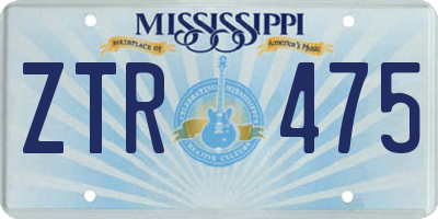MS license plate ZTR475