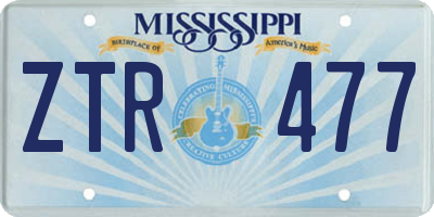 MS license plate ZTR477