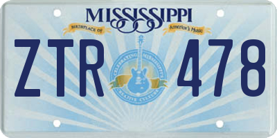 MS license plate ZTR478