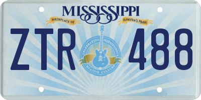 MS license plate ZTR488