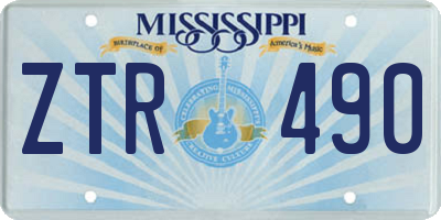 MS license plate ZTR490