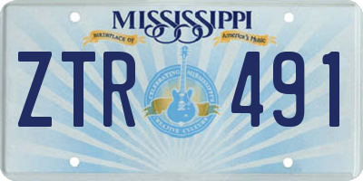 MS license plate ZTR491