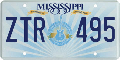 MS license plate ZTR495
