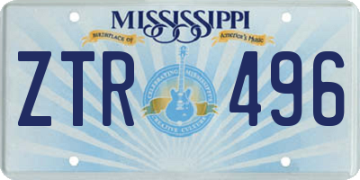 MS license plate ZTR496