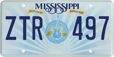 MS license plate ZTR497