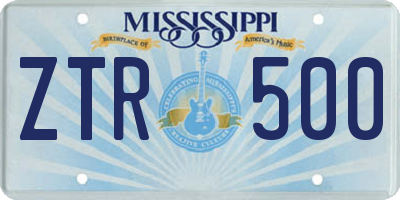 MS license plate ZTR500