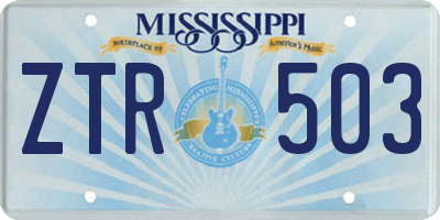 MS license plate ZTR503