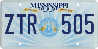 MS license plate ZTR505