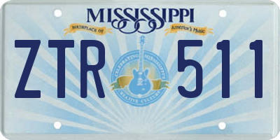 MS license plate ZTR511