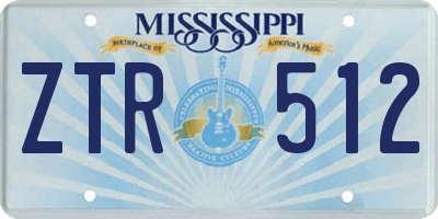 MS license plate ZTR512