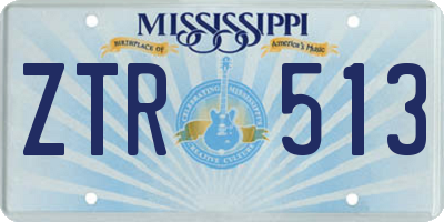 MS license plate ZTR513