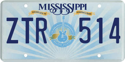 MS license plate ZTR514