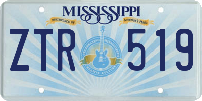 MS license plate ZTR519