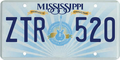 MS license plate ZTR520