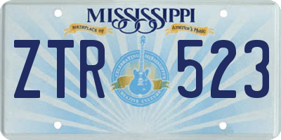 MS license plate ZTR523