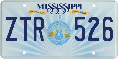 MS license plate ZTR526