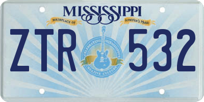 MS license plate ZTR532