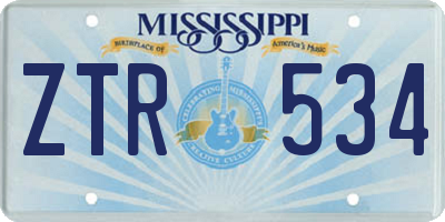 MS license plate ZTR534