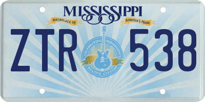 MS license plate ZTR538